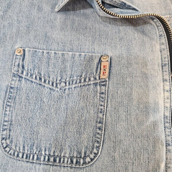 Vintage Rare Express Light Wash Denim Zip-Up Shacket Large 90's Grunge Lagenlook - Picture 5 of 11